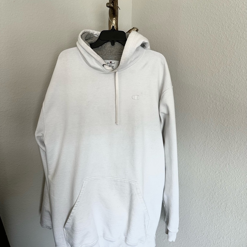 Champion White Pullover Hoodie with Embroidered Logo